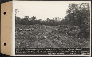 Contract No. 99, Enlargement of Fells High Level Distribution Reservoir, Stoneham, Malden, Melrose, looking southeasterly at borrow pit east of Bent Road, enlargement of Fells Reservoir, Stoneham, Mass., Jun. 8, 1940