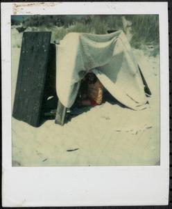 Makeshift shelter on the beach