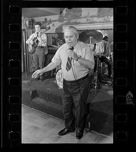 Locals sing at amateur night, Kilgarriff's Café, Jamaica Plain