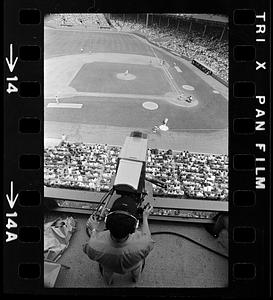 TV covers Red Sox game at Fenway Park, Boston