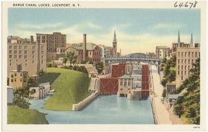 Barge Canal locks, Lockport, N. Y.