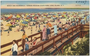 Beach and boardwalk, Sunken Meadow State Park, Long Island, N. Y.
