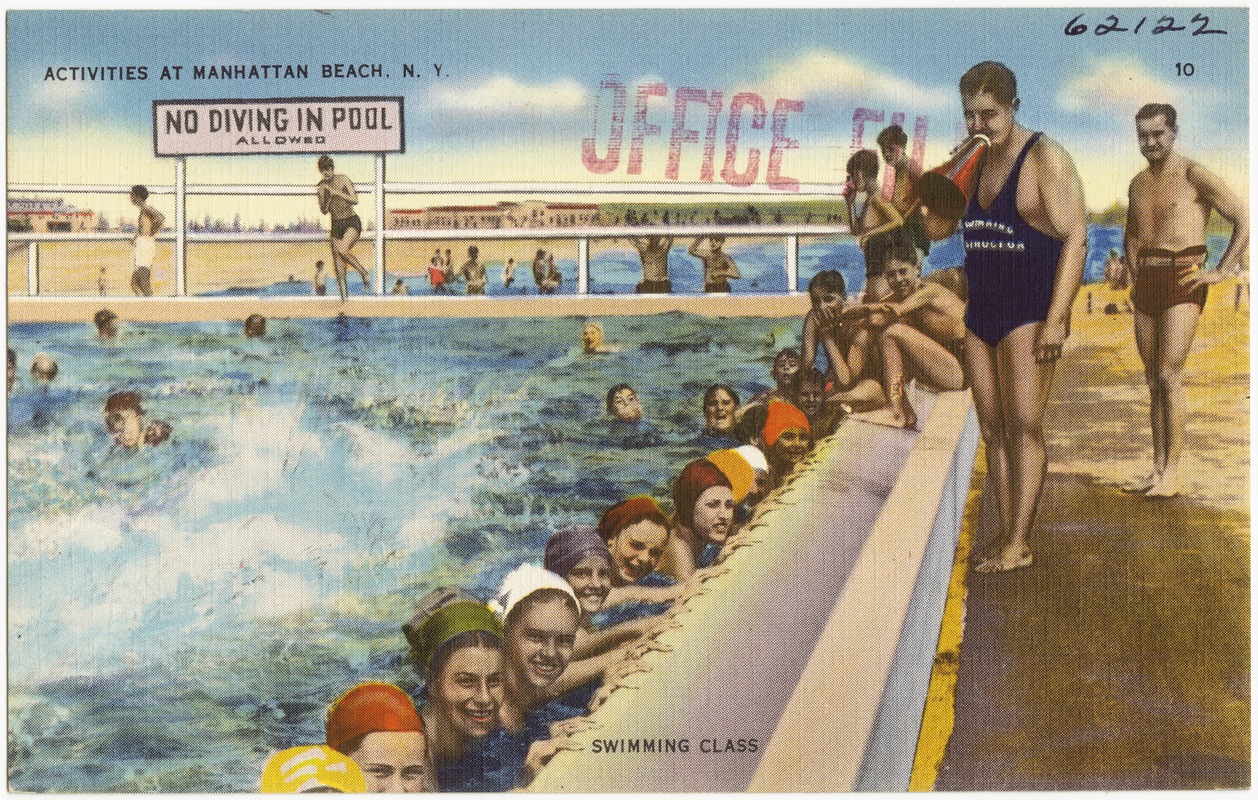 Activities at Manhattan Beach, N. Y. Swimming class
