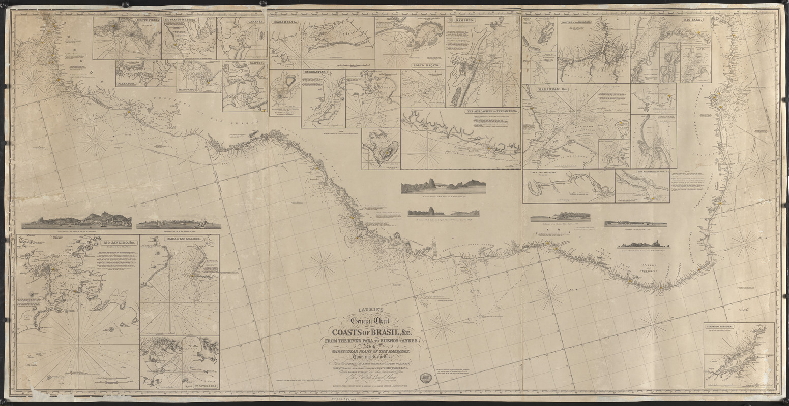 Laurie's general chart of the coasts of Brasil, &c. from the River Para to Buenos Ayres with particular plans of the harbours