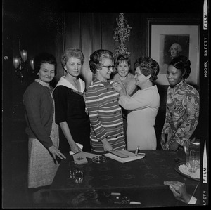 Nurses attending National Congress, left to right, Mrs. Grace Ray, Mrs. Ludmila Davis, Miss Audrey Bell, Miss Peggy Hartin, Mrs. Peggy Jordaan and Mrs. Enid Coolymore