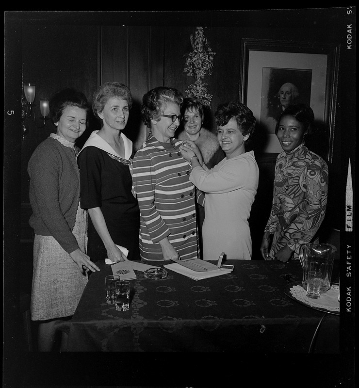 Nurses attending National Congress, left to right, Mrs. Grace Ray, Mrs. Ludmila Davis, Miss Audrey Bell, Miss Peggy Hartin, Mrs. Peggy Jordaan and Mrs. Enid Coolymore