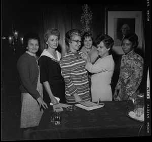 Nurses attending National Congress, left to right, Mrs. Grace Ray, Mrs. Ludmila Davis, Miss Audrey Bell, Miss Peggy Hartin, Mrs. Peggy Jordaan and Mrs. Enid Coolymore