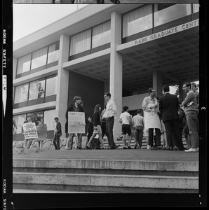 Students and activists protesting the dedication of Rabb Graduate Center at Brandeis University