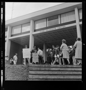 Students and activists protesting the dedication of Rabb Graduate Center at Brandeis University