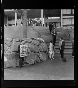 Students and activists protesting the dedication of Rabb Graduate Center at Brandeis University