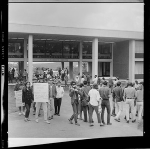 Students and activists protesting the dedication of Rabb Graduate Center at Brandeis University