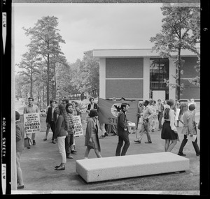 Students and activists protesting the dedication of Rabb Graduate Center at Brandeis University