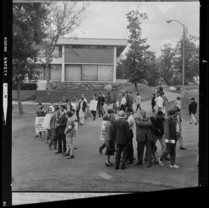 Students and activists protesting the dedication of Rabb Graduate Center at Brandeis University