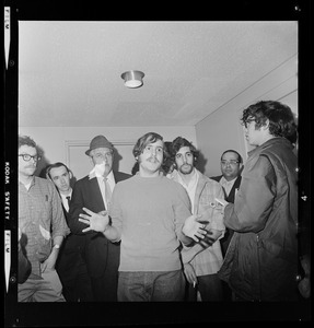 Marty Janowitz addressing Brandeis University administration building sit-in