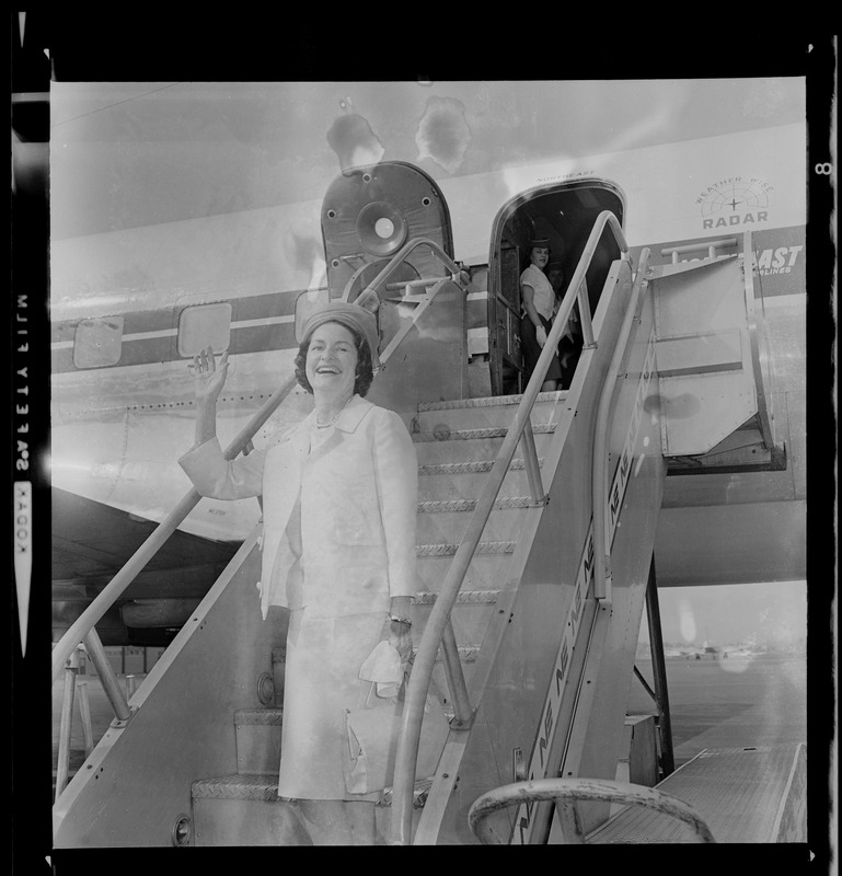 Lady Bird Johnson arriving at Logan Airport Digital Commonwealth