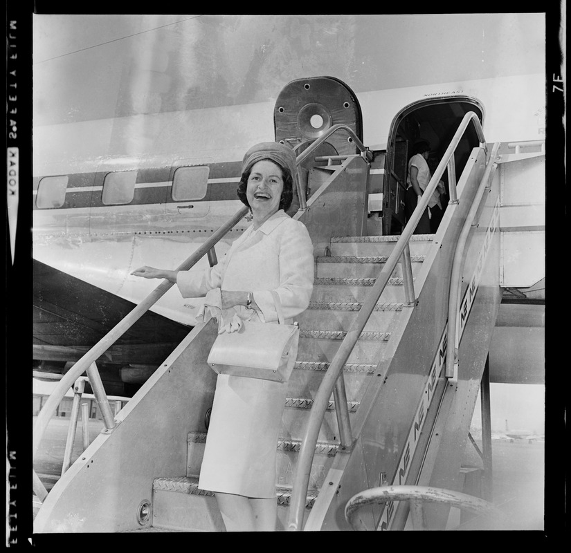 Lady Bird Johnson arriving at Logan Airport Digital Commonwealth