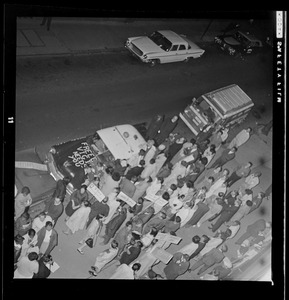 Protest against school segregation outside of Boston School Committee headquarters