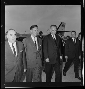 Governor Endicott Peabody and Vice President Lyndon B. Johnson at Logan Airport