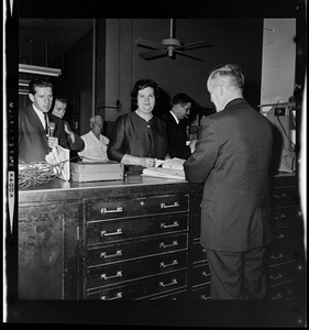 Louise Day Hicks applying to run for re-election to the Boston School Committee