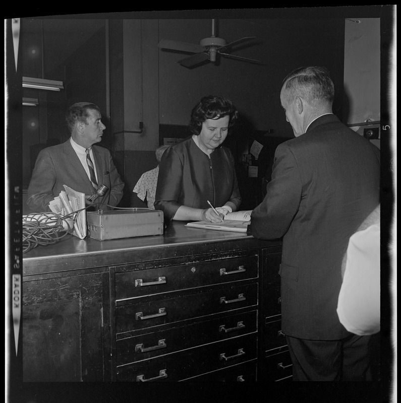 Louise Day Hicks applying to run for re-election to the Boston School ...