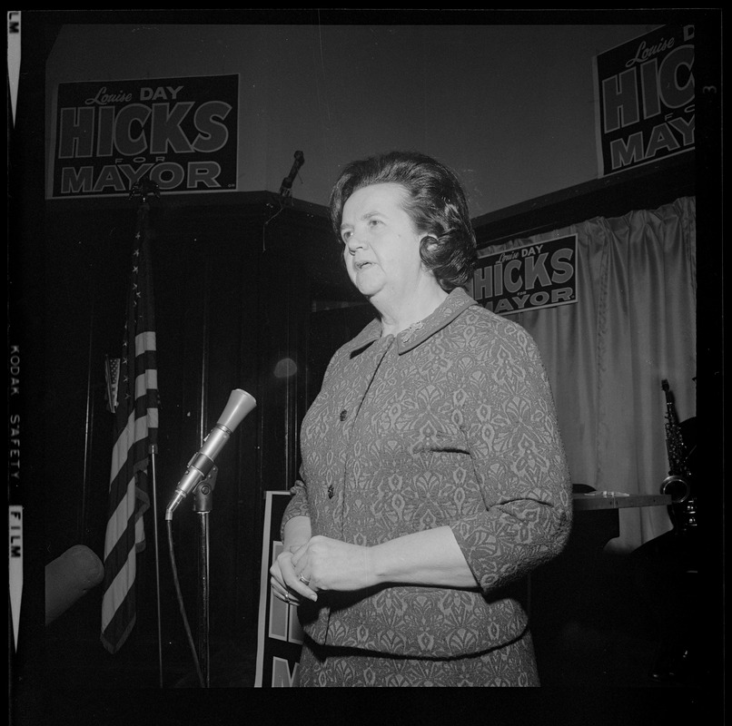 Louise Day Hicks addressing supporters at American Legion Rice Post #28 in Dorchester