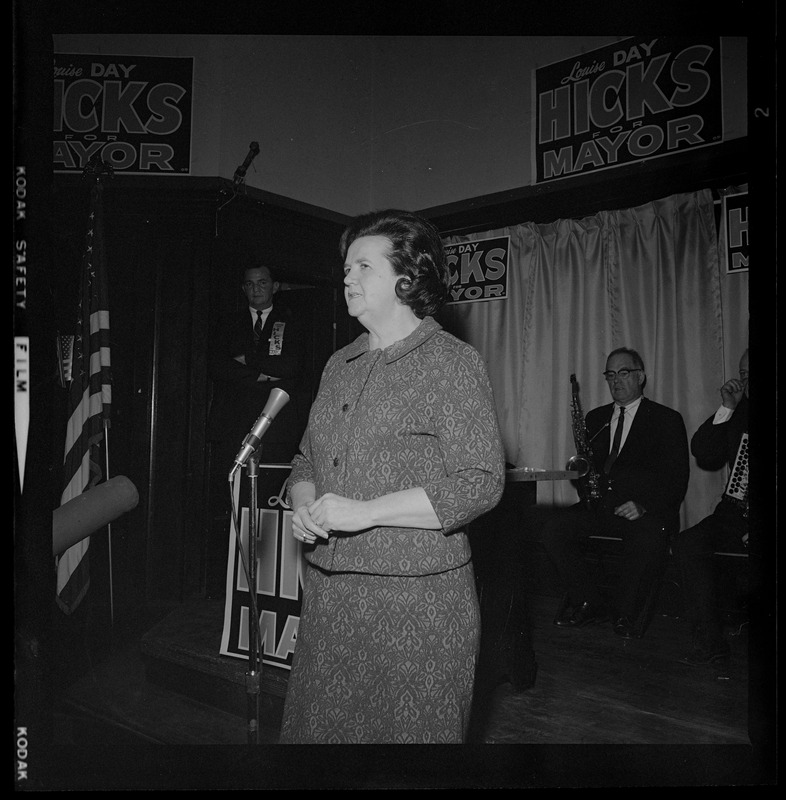 Louise Day Hicks addressing supporters at American Legion Rice Post #28 in Dorchester