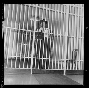 Charles St. Jail Capt. Joseph Kenneally views inner door through which escaping trio passed to get to main floor and freedom