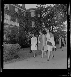 Princess Christina Bernadotte walking with Mary Jan Ryder on right and others