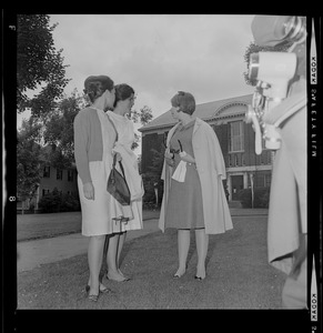 It seemed like old times Tuesday back in Radcliffe Yard, Cambridge, for visiting Princess Christina Bernadotte of Sweden. With her are two former classmates, Mary Jan Ryder (left) and Sarah Jackson (center), both of Dover