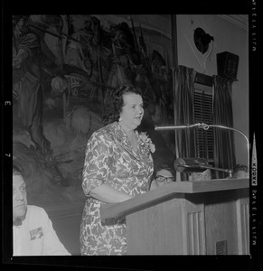 Louise Day Hicks addressing American Legion meeting