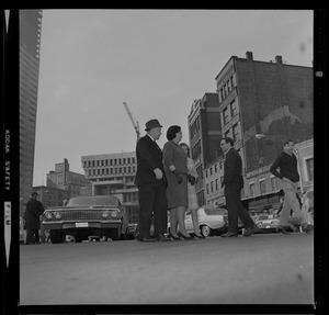 Louise Day Hicks tours the Faneuil Hall area talking to voters