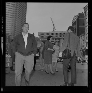 Louise Day Hicks tours the Faneuil Hall area talking to voters