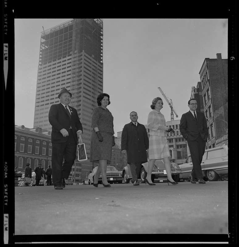 Louise Day Hicks tours the Faneuil Hall area talking to voters