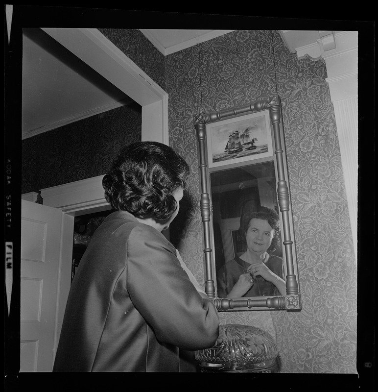 Mrs. Louise Day Hicks enjoys a few minutes of solitude in her South Boston home prior to her going to the Sheraton Plaza Hotel to wish her opponent Kevin White best wishes after she learned she had lost her battle to become Boston's Mayor