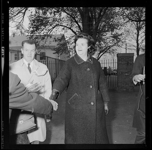 Paul Da and, Louise Day Hicks walking to vote in mayoral election