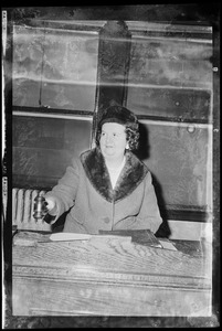 Mrs. Louise Day Hicks elected chairman of the Boston School Committee raps the gavel to start the 1963 session off at the School Committee Headquarters