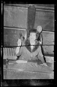 Mrs. Louise Day Hicks elected chairman of the Boston School Committee raps the gavel to start the 1963 session off at the School Committee Headquarters