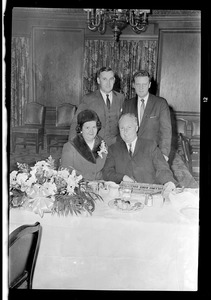 Louise Day Hicks and John F. Collins with two unidentified men