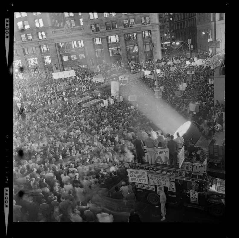 Crowd in Post Office Square for campaign address by President Lyndon