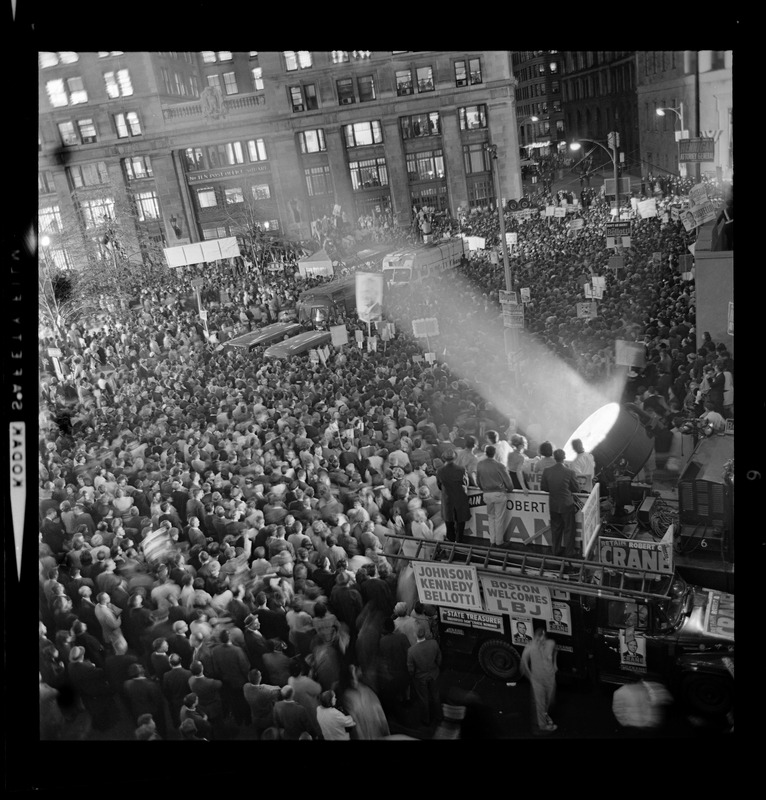 Crowd in Post Office Square for campaign address by President Lyndon
