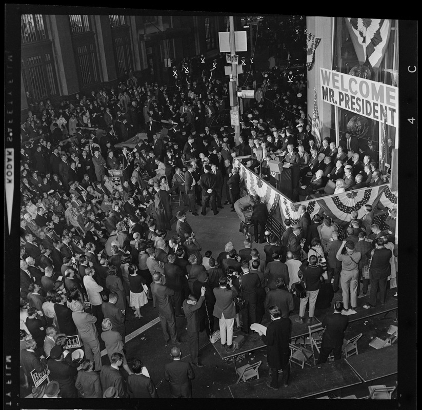 Crowd in Post Office Square for campaign address by President Lyndon