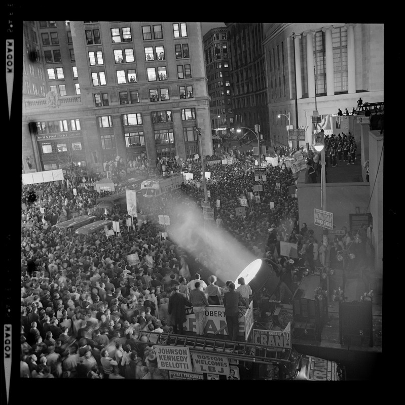 Crowd in Post Office Square for campaign address by President Lyndon Johnson Digital Commonwealth