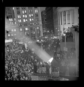 Crowd in Post Office Square for campaign address by President Lyndon Johnson