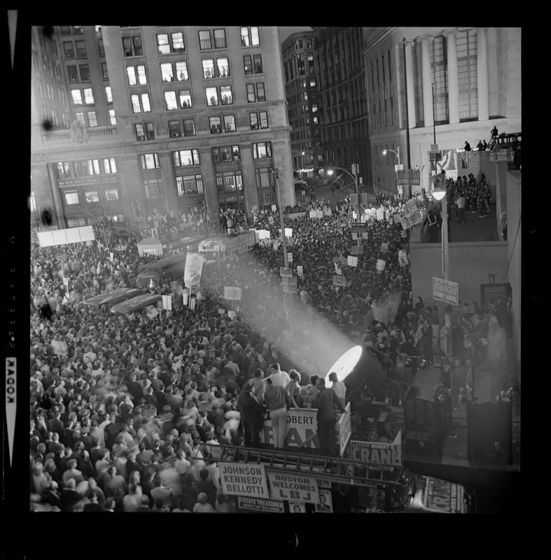 Crowd in Post Office Square for campaign address by President Lyndon