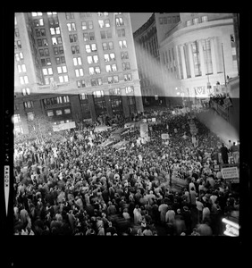 Crowd in Post Office Square for campaign address by President Lyndon Johnson