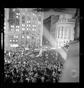 Crowd in Post Office Square for campaign address by President Lyndon Johnson