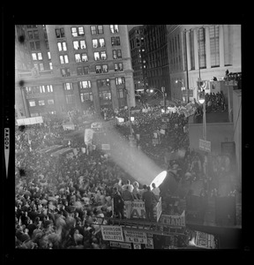 Crowd in Post Office Square for campaign address by President Lyndon Johnson