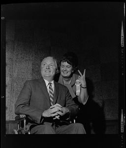 Mayor and Mrs. John F. Collins flash wide smiles of victory after final returns in yesterday's primary election showed Mayor won by a large plurality