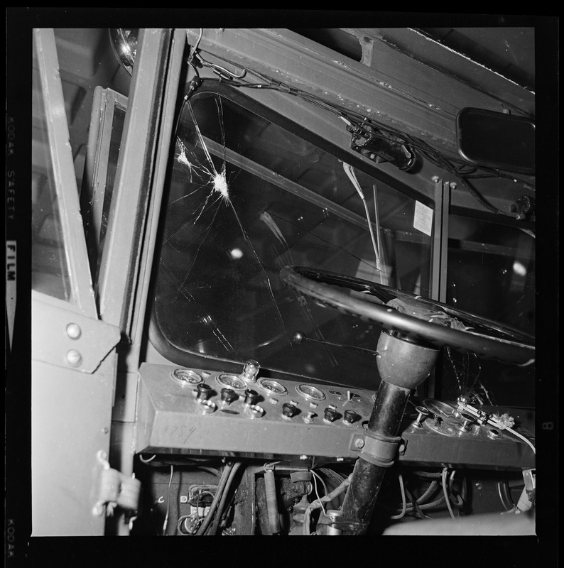 Truck with broken windshield