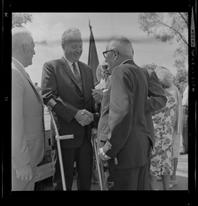 Mayor John F. Collins with unidentified man during the annual Golden Agers picnic at Castle Island